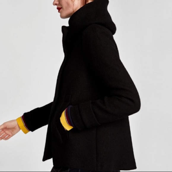 Zara Wool Coat with Hoodie - Picture 4 of 8